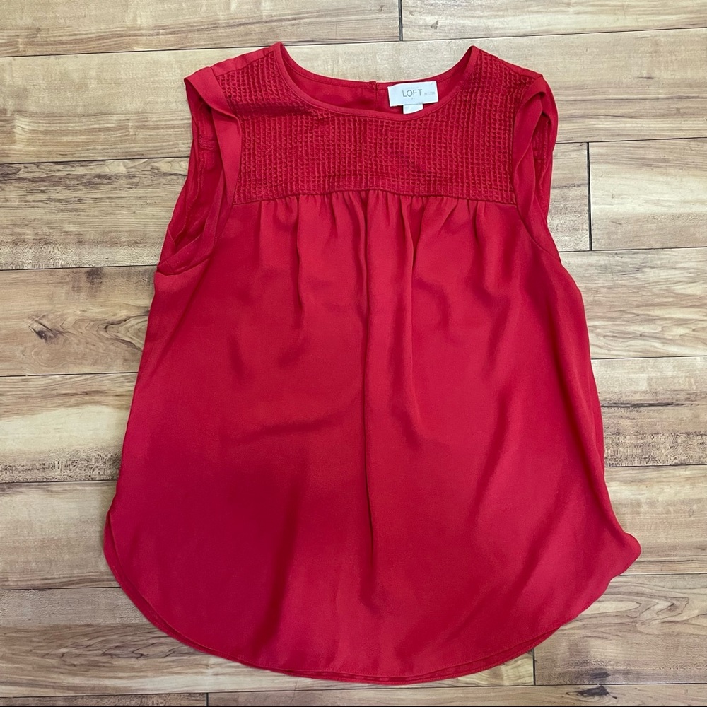 Ann Taylor LOFT Petites red sleeveless blouse top small SP